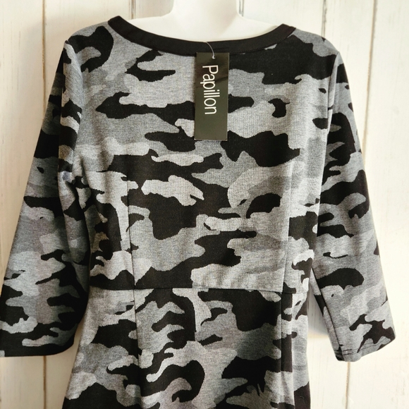 Papillon Sweatshirt Dress sz S NWT Black & Gray Camo - Picture 9 of 12
